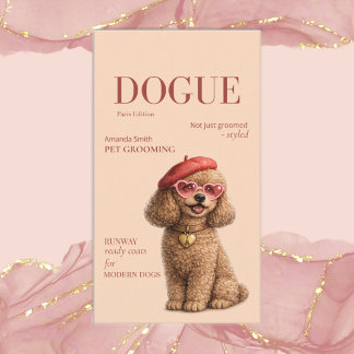 Carte De Visite Chic Elegant Poodle Dogue Magazine Business Card