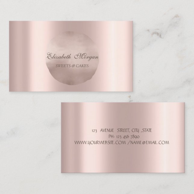 Carte De Visite Chic Elegant Simple Rose Gold Cercle (Devant / Derrière)