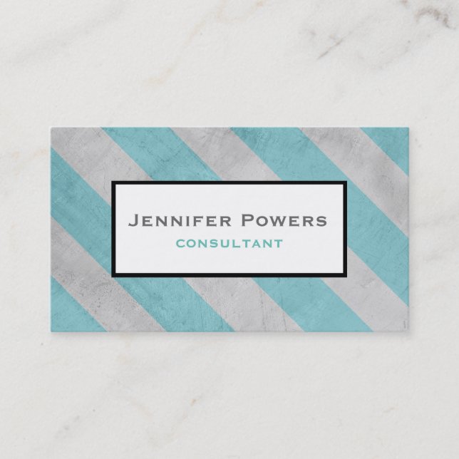 carte de visite chic et chic, rayures turquoises e (Devant)