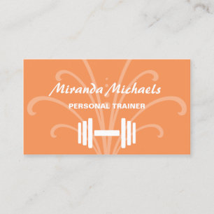 Carte De Visite Chic et élégant Orange Personal Fitness Trainer