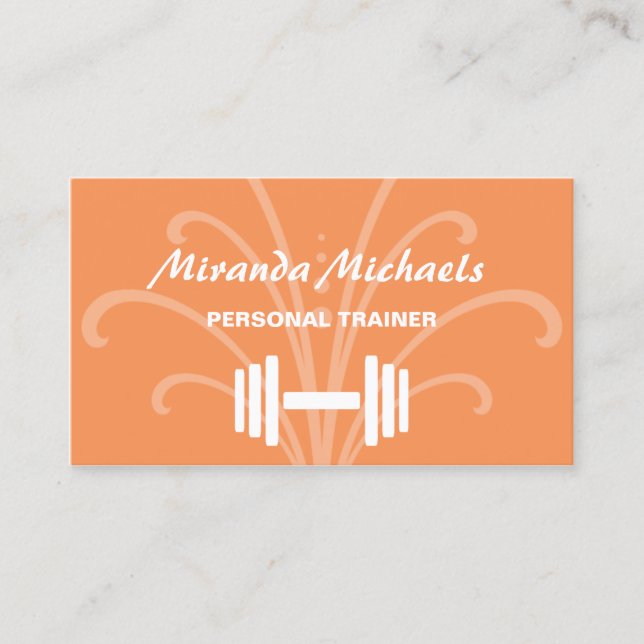 Carte De Visite Chic et élégant Orange Personal Fitness Trainer (Devant)