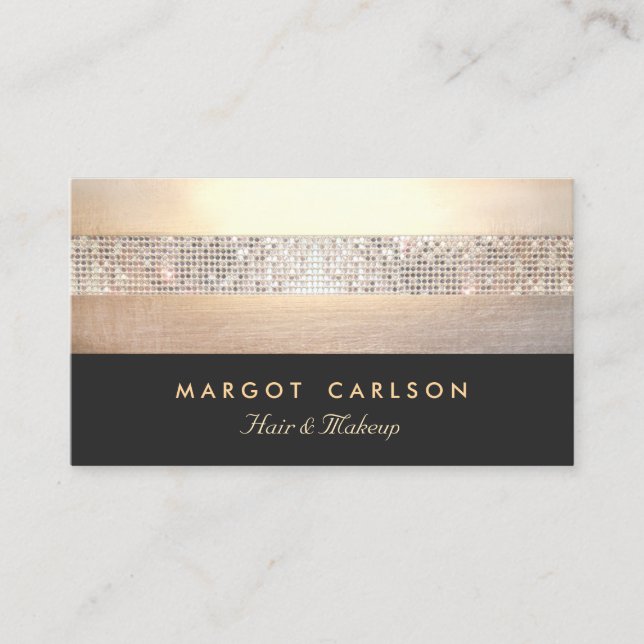 Carte De Visite Chic et élégant Sequin Gold Black Stried (Devant)