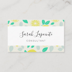 Carte De Visite Chic et tendance Motif citron d'été en crème