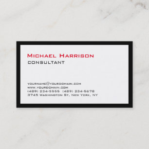 Carte De Visite Chic et tendance Rouge Noir Blanc Consultant