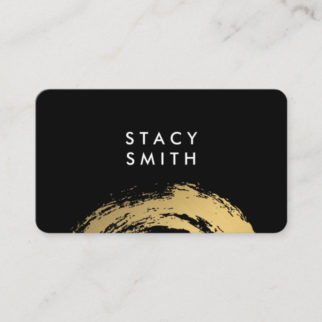 Carte De Visite Chic Faux Gold brossé / (noir / blanc) (Devant)