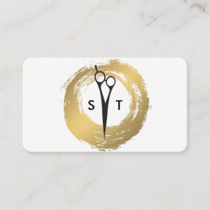 Carte De Visite Chic Faux Gold Brossé Salon Styliste Monogramme