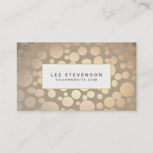 Carte De Visite Chic Faux Gold Leaf Cercles Taupe Look