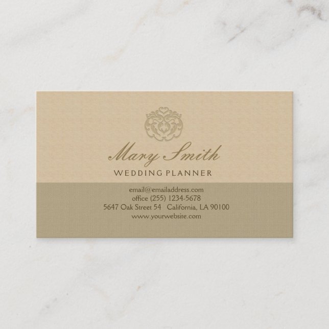 Carte de visite Chic Faux Linen Emboss (Devant)