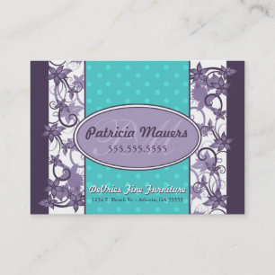 Carte de visite chic floral et de polka de point