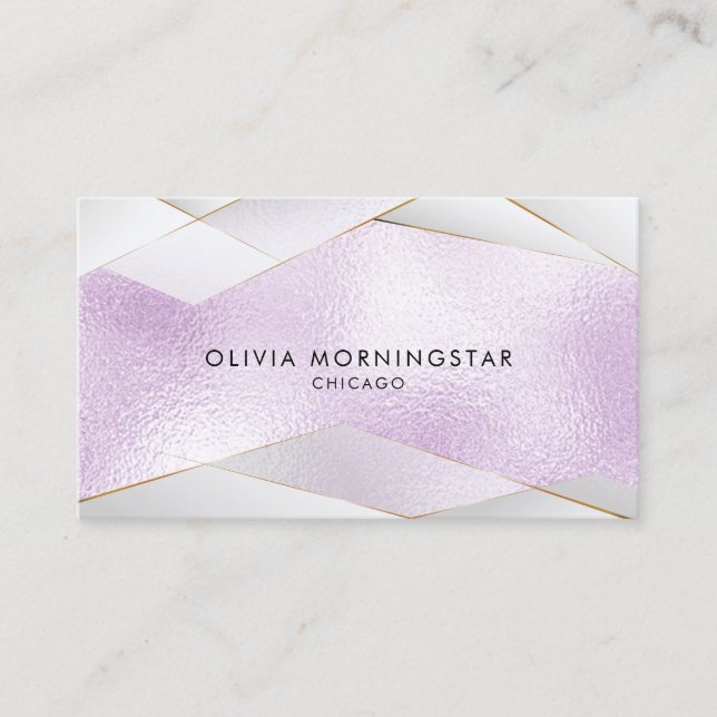 Carte De Visite Chic Frosted Lilac Verre Or Façades blanches (Devant)