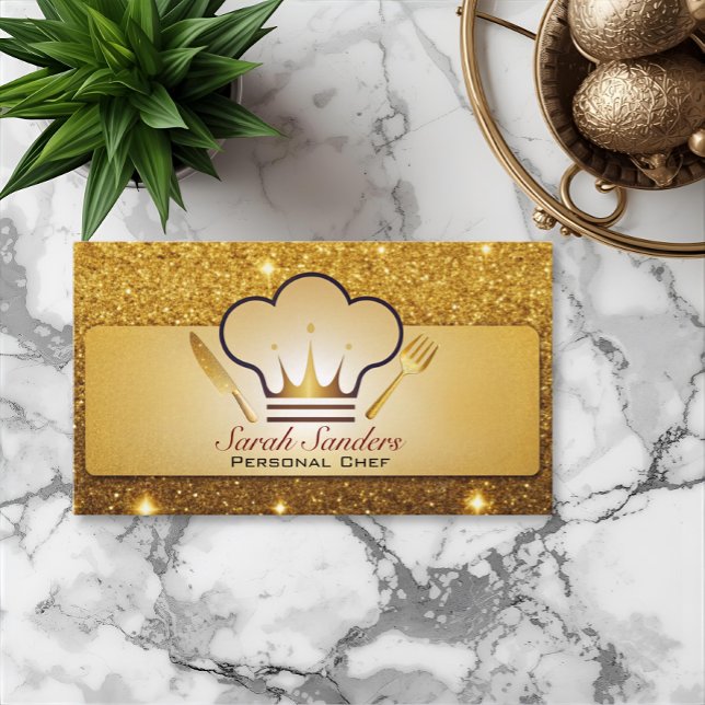 Carte De Visite Chic glam Chef personnel Restauration Parties scin (Créateur téléchargé)