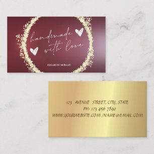 Carte De Visite Chic Gold Confetti Cercle fait main Bourgogne