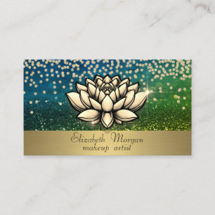 Carte De Visite Chic Gold Diamonds Lotus Green Bokeh