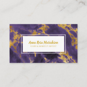 Carte De Visite *~* Chic Gold Foil Marbre Violet Glam Populaire
