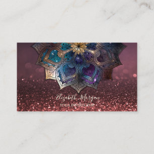 Carte De Visite Chic Gold Mandala Yoga Instructeur Bokeh