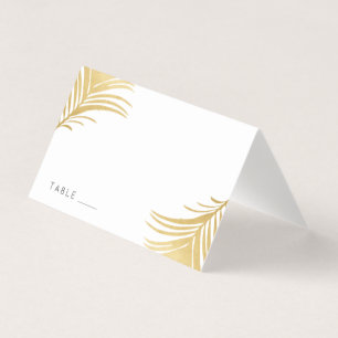 Carte De Visite Chic Gold Tropical Palm Feuille Place Card