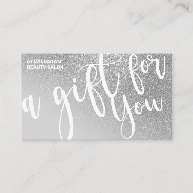 Carte De Visite Chic Gris Argent Parties scintillant Gradient Cert (Devant)