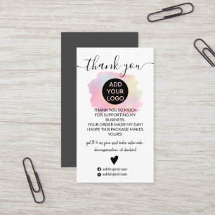 Carte De Visite Chic Holographic brushstroke logo commander merci