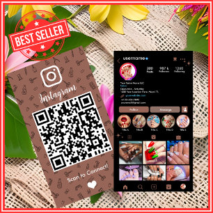 Carte De Visite Chic Institut de Manucure Terracotta QR Instagram