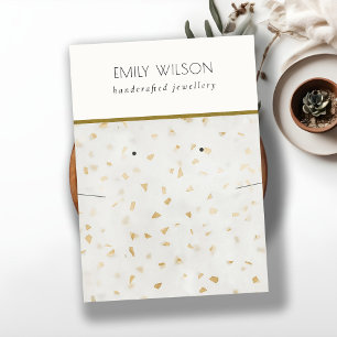 Carte De Visite Chic Ivoire Or Terrazzo Texture Collier à oreille