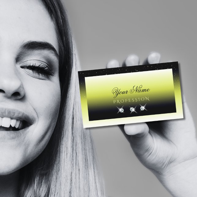 Carte De Visite Chic jaune Ombre Sparkle Diamonds élégant (Créateur téléchargé)