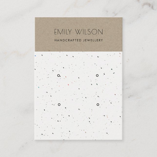 CARTE DE VISITE CHIC KRAFT WHITE TERRAZZO 2 EARRING AFFICHER LOGO (Devant)