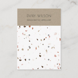 CARTE DE VISITE CHIC KRAFT WHITE TERRAZZO 3 EARRING AFFICHER LOGO