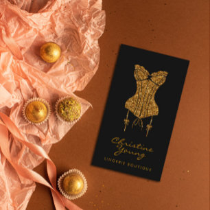 Carte De Visite Chic Lace Lingerie Boutique Paillettes Dorées