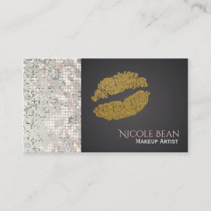 Carte de visite chic lèvres brillantes sequins et