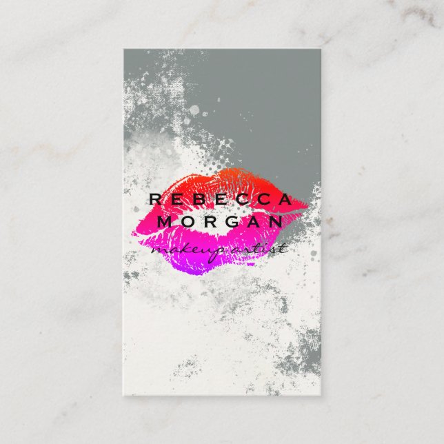 Carte De Visite Chic Lipstick Kiss | Texture Background (Devant)