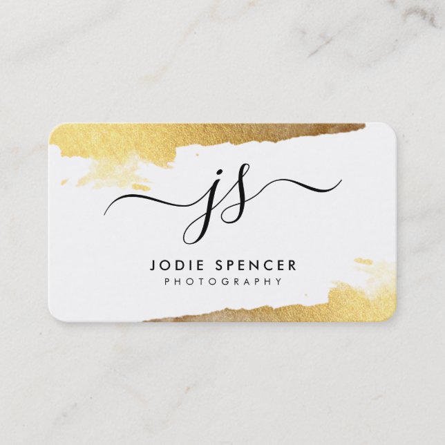 Carte De Visite CHIC LOGO luxe joli original or rose (Devant)