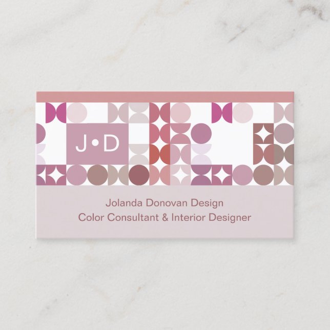 Carte De Visite Chic Mauve Taupe Blush Pink Circles Motif d'art (Devant)