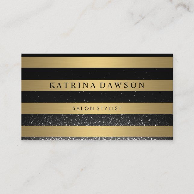 Carte De Visite Chic Métallurgique Stripes Confetti Glow (Devant)