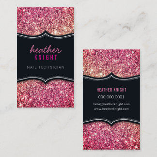 Carte De Visite CHIC modern luxury glam glitter black pink