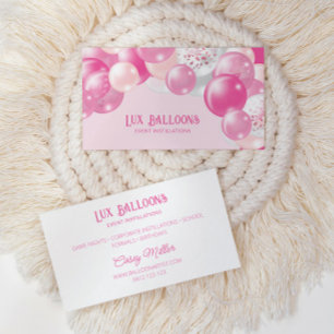 Carte De Visite Chic Moderne Balloon Artiste Pink Argent