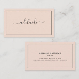 Carte De Visite Chic moderne Blush Pink coiffure script