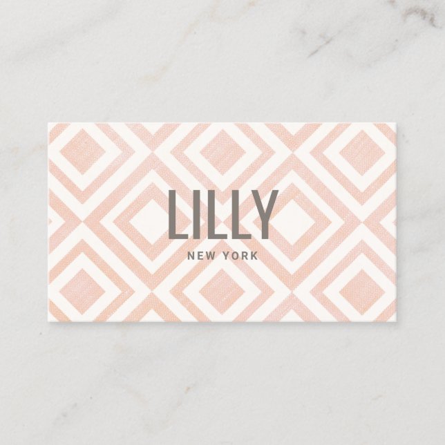 Carte De Visite Chic moderne Blush rose Motif géométrique (Devant)
