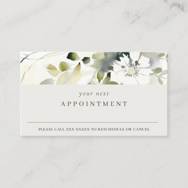 Carte De Visite Chic Moderne Boho Abstrait Vert Floral Rendez-vous (Devant)