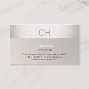 Carte De Visite Chic moderne Faux Argent Foil et Taupe Monogramme