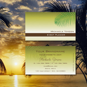 Carte De Visite Chic moderne Gradient Jaune avec feuille de palme