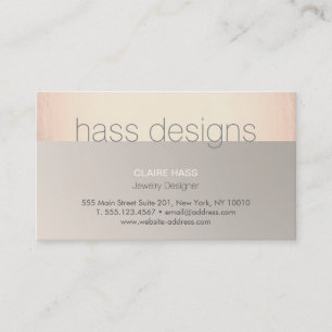 Carte De Visite Chic moderne Rose Gold et Taupe Designer