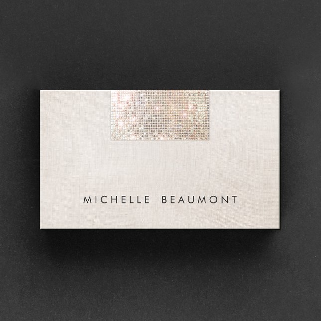 Carte De Visite Chic Moderne Salon De Beauté Faux Sequin Beige (Créateur téléchargé)