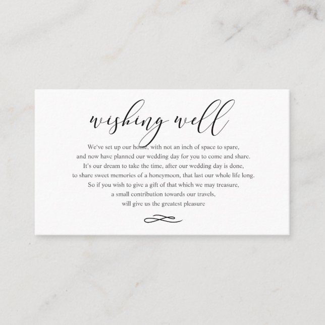 Carte De Visite Chic+Moderne Script Mariage Wishing Well Cards (Devant)