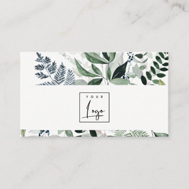 Carte De Visite Chic moderne vert feuillu Tropical Foliage Fern Lo (Devant)