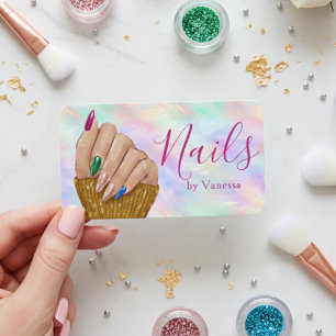 Carte De Visite Chic Nail Studio Manucure Artiste Opale Iridescent