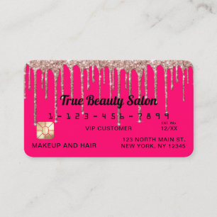 Carte De Visite Chic Neon Rose Rose Parties scintillant Gold Drive