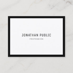 Carte De Visite Chic noir blanc élégant moderne minimaliste plat