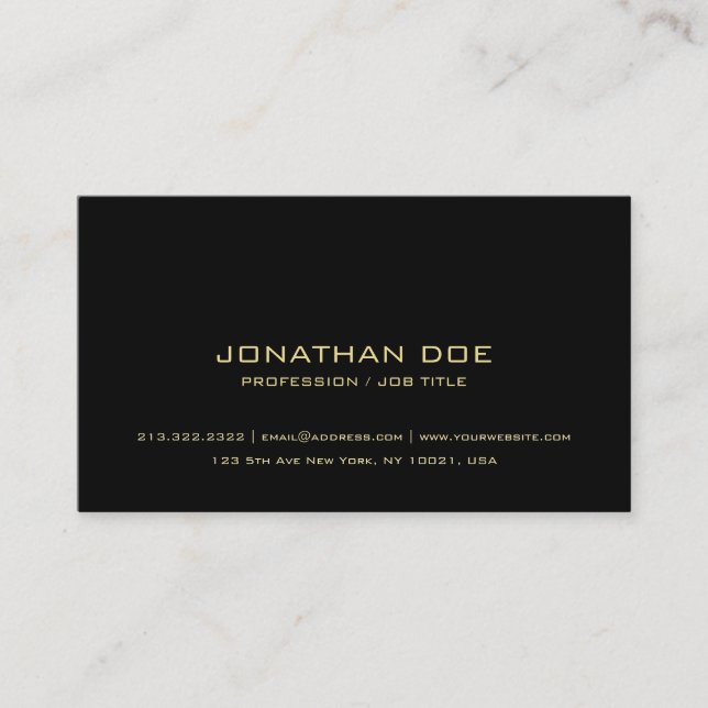 Carte De Visite Chic noir élégant professionnel moderne simple (Devant)