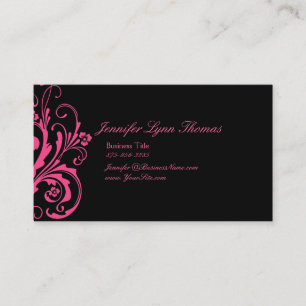 Carte De Visite Chic noir et rose chaud