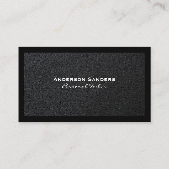 Carte De Visite Chic noir moderne | Cuir Lux Executive (Devant)